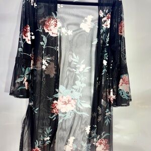Moral Fiber Black Floral Sheer Robe